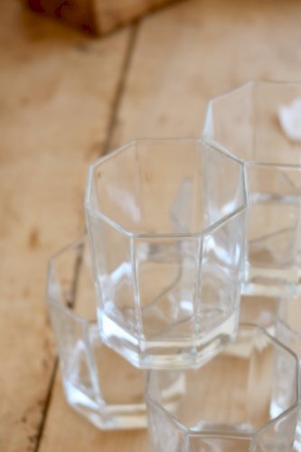 6 verres à eau vintage octogonaux Esso