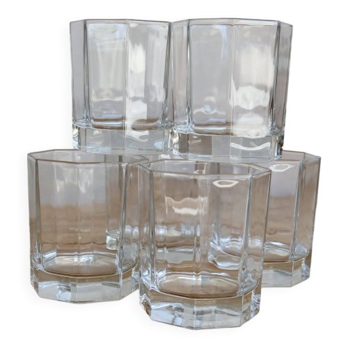 6 verres à eau vintage octogonaux Esso