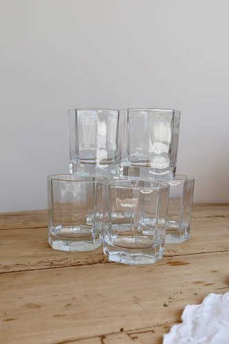 6 verres à eau vintage octogonaux Esso