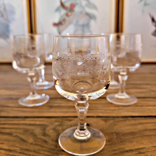 6 Verres à liqueur Cristal Arques Matignon, cristal gravé