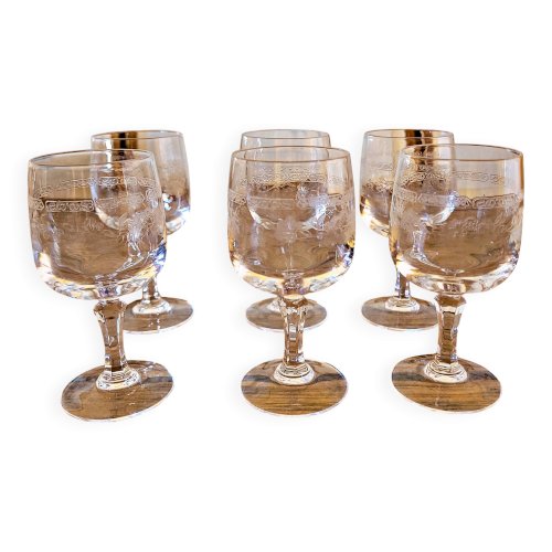 6 Verres à liqueur Cristal Arques Matignon, cristal gravé