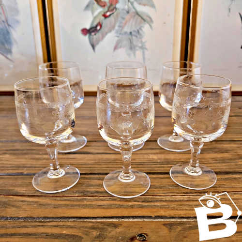 6 Verres à liqueur Cristal Arques Matignon, cristal gravé
