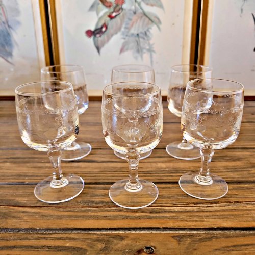 6 Verres à liqueur Cristal Arques Matignon, cristal gravé