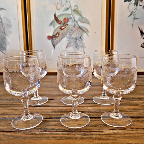 6 Verres à liqueur Cristal Arques Matignon, cristal gravé