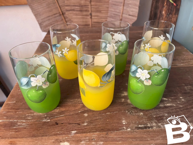 6 verres à orangeade vintage
