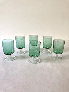 6 verres à pied Luminarc, modèle Suède n°5, calice vert