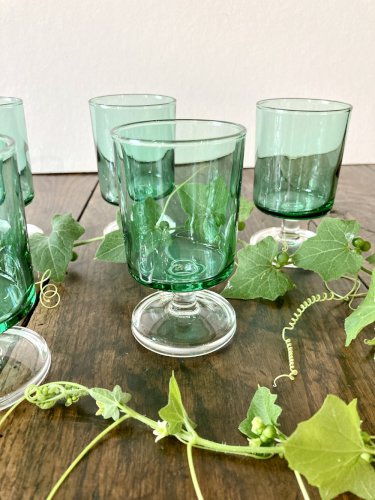 6 verres à pied Luminarc, modèle Suède n°5, calice vert