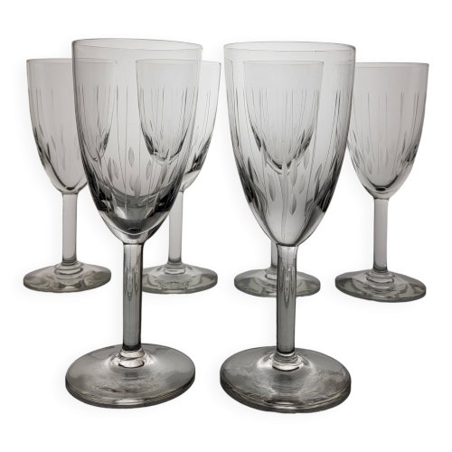 6 verres à vin Art déco en cristal