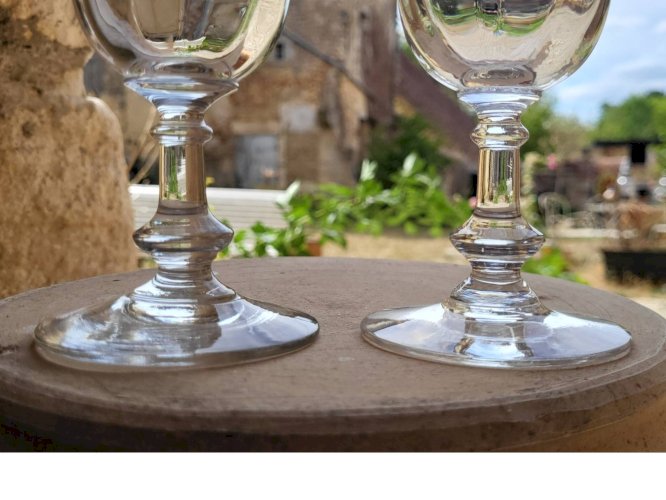 6 verres à vin / eau en verre gravé début XXème