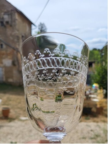6 verres à vin / eau en verre gravé début XXème