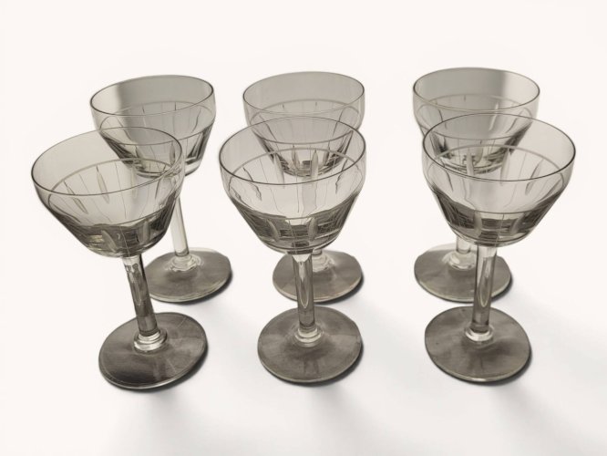6 verres à vin rouge Art déco