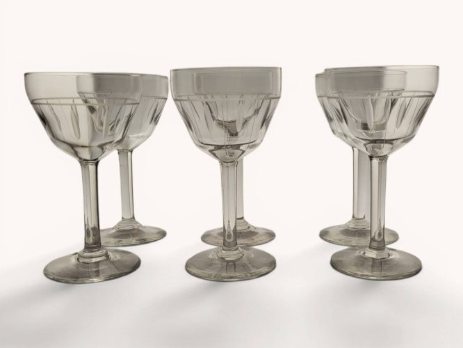 6 verres à vin rouge Art déco