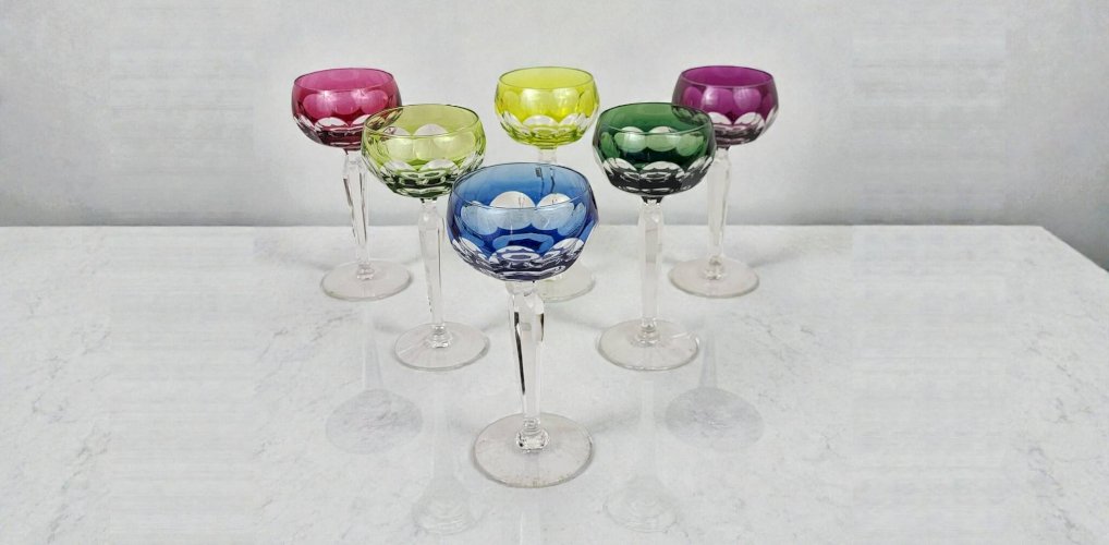 6 Verres à Vin Val Saint Lambert, 1960s