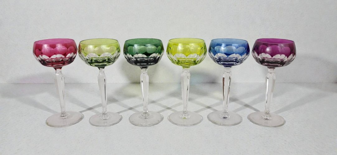 6 Verres à Vin Val Saint Lambert, 1960s
