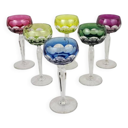 6 Verres à Vin Val Saint Lambert, 1960s