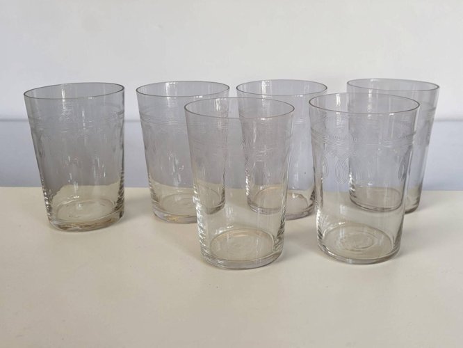 6 verres, gobelets à eau