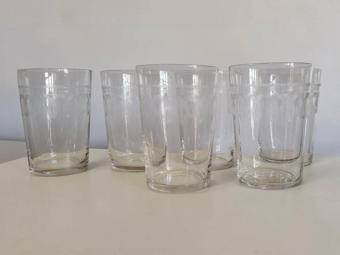 6 verres, gobelets à eau