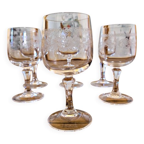 6 Verres vin rouge Cristal dArques Matignon, cristal gravé