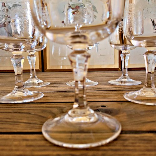 6 Verres vin rouge Cristal dArques Matignon, cristal gravé
