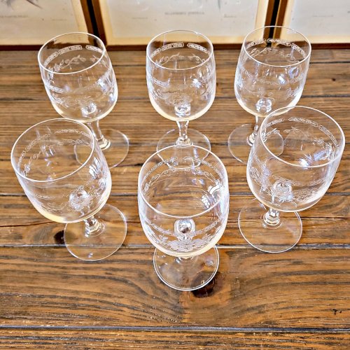 6 Verres vin rouge Cristal dArques Matignon, cristal gravé