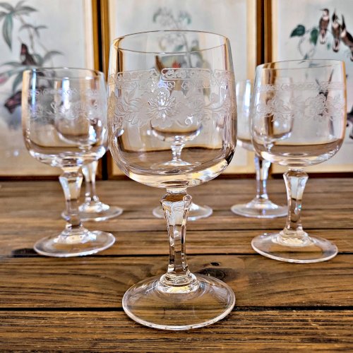 6 Verres vin rouge Cristal dArques Matignon, cristal gravé