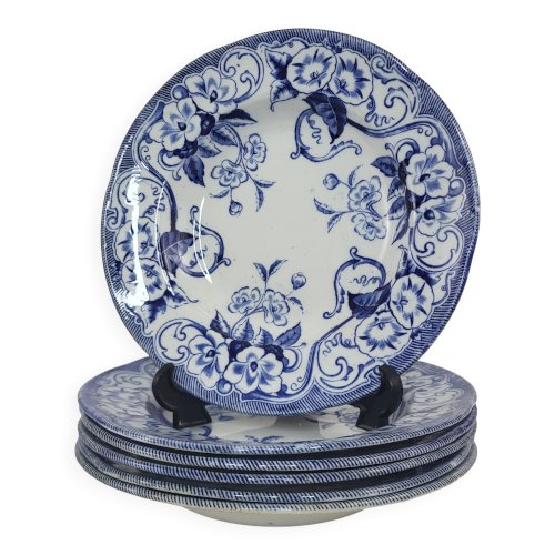 6+1 assiettes creuses Creil & Montereau Flora