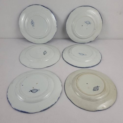 6+1 assiettes plates Creil & Montereau Flora
