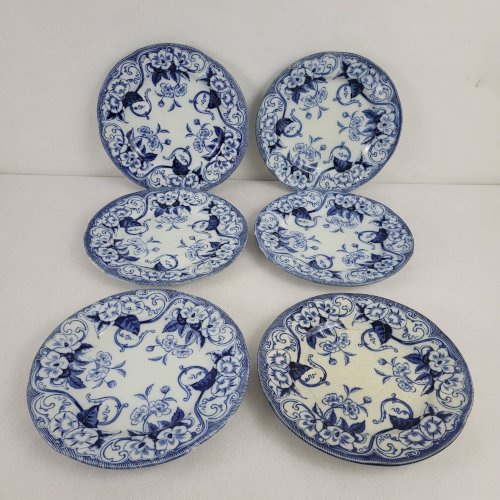 6+1 assiettes plates Creil & Montereau Flora