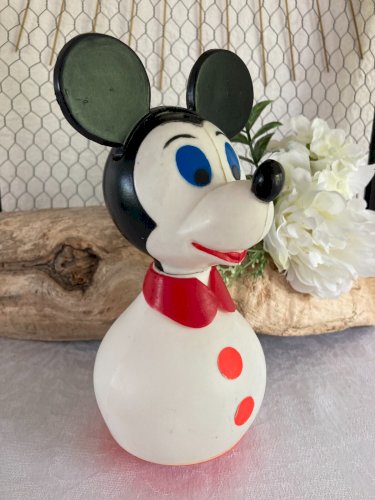 625⚜️ Ancien Culbuto Mickey Made In France Educo Vintage Hauteur 21 Cm