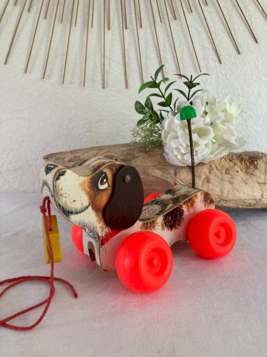 625⚜️ Ancien Jouet Le Chien Little Snoopy Fisher Price En Bois Vintage Réf: 693