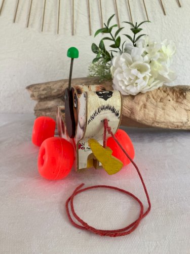 625⚜️ Ancien Jouet Le Chien Little Snoopy Fisher Price En Bois Vintage Réf: 693