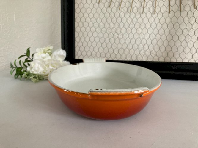 625⚜️ Ancien Plat Ovale en Fonte Émaillée Le Creuset Couleur Orange Long 30 Cm