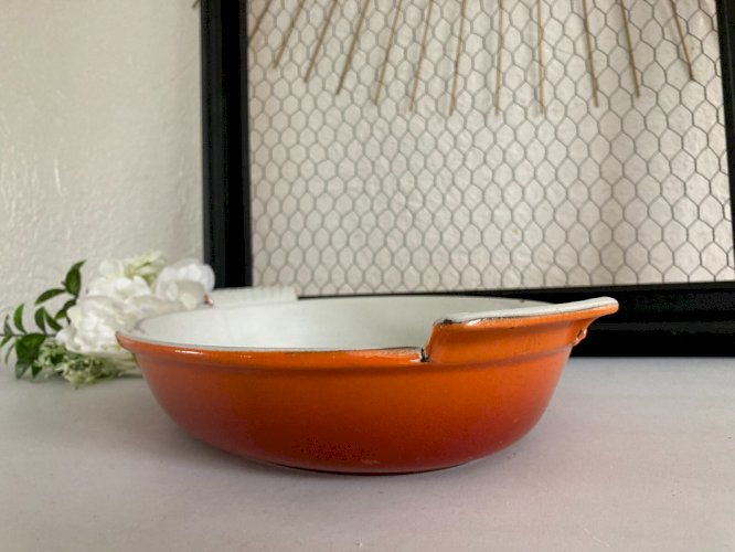 625⚜️ Ancien Plat Ovale en Fonte Émaillée Le Creuset Couleur Orange Long 30 Cm