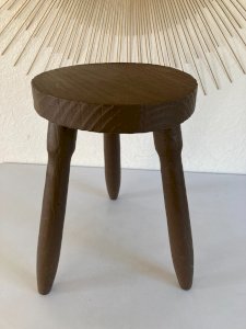 625⚜️ Vintage Wooden Tripod Stool, Height 38 Cm