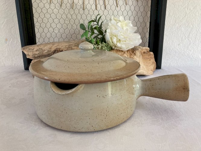 625⚜️ Ancienne Cocotte Poêlon Caquelon en Grés Du Marais France Diamètre 17 Cm