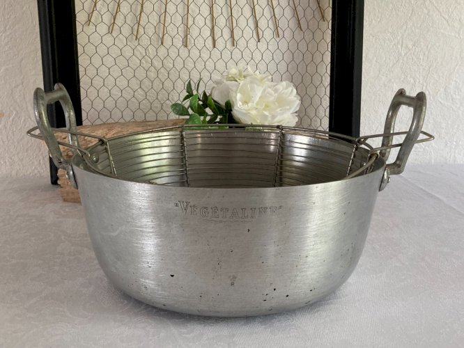 625⚜️ Ancienne Friteuse en Aluminium Végétaline Vintage Diamètre 26 Cm