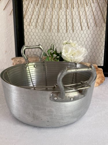 625⚜️ Ancienne Friteuse en Aluminium Végétaline Vintage Diamètre 26 Cm