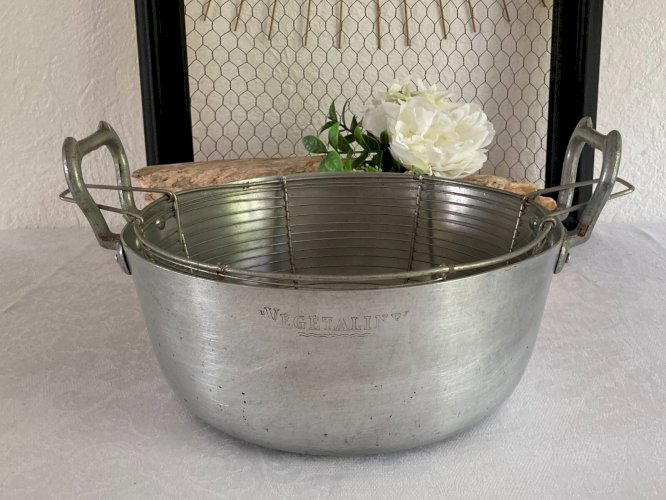 625⚜️ Ancienne Friteuse en Aluminium Végétaline Vintage Diamètre 26 Cm