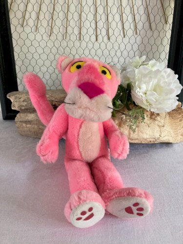 625⚜️ Ancienne Peluche Doudou La Panthère Rose Pink Panther 1989 Hauteur 28 Cm