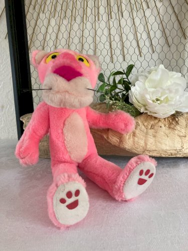 625⚜️ Ancienne Peluche Doudou La Panthère Rose Pink Panther 1989 Hauteur 28 Cm