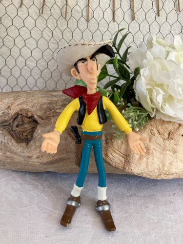 625⚜️ Figurine Lucky Luke Année 1999 Plastoy Hauteur 16 Cm en PVC Souple Vintage