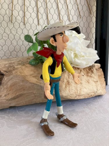 625⚜️ Figurine Lucky Luke Année 1999 Plastoy Hauteur 16 Cm en PVC Souple Vintage