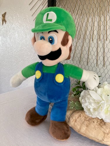 625⚜️ Peluche Doudou Luigi Super Mario Nintendo Hauteur 38 Cm