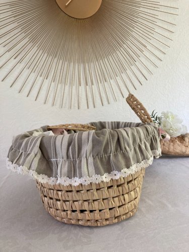 625⚜️ Petit Collin Couffin Pour Poupée en Osier Vintage Longueur 50 Cm