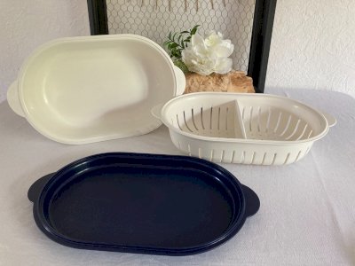 625⚜️ Tupperware Multi-Service Dish Oval Container Strainer Length 29 Cm