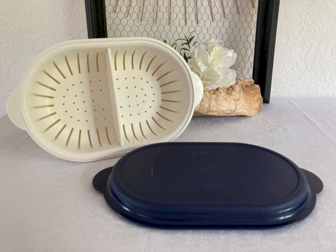 625⚜️ Plat Multi Service Tupperware Boite Ovale Passoire Longueur 29 Cm