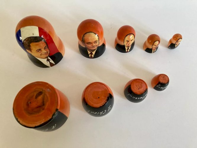 6⚜️5 Poupées Russes Présidents Français France Sarkozy Chirac Mitterrand Giscard