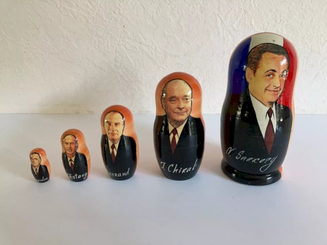 6⚜️5 Poupées Russes Présidents Français France Sarkozy Chirac Mitterrand Giscard