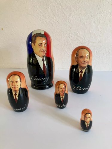 6⚜️5 Poupées Russes Présidents Français France Sarkozy Chirac Mitterrand Giscard