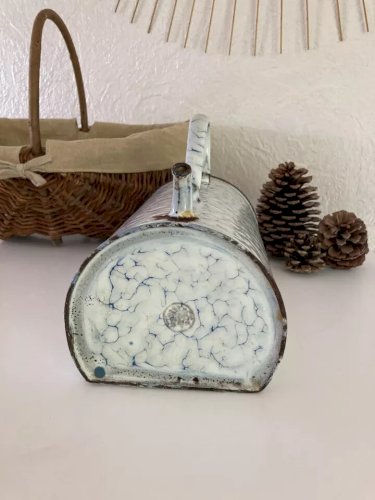 7 ⚜️  Ancien Broc Pot De Lavement en Tôle Émaillée Vintage Authentique